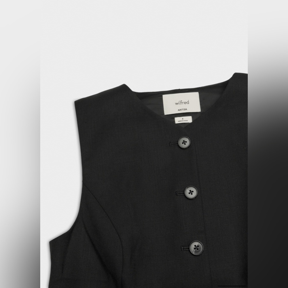 NWT Aritzia Wilfred Regal Wool Vest in Black - Picture 8 of 13